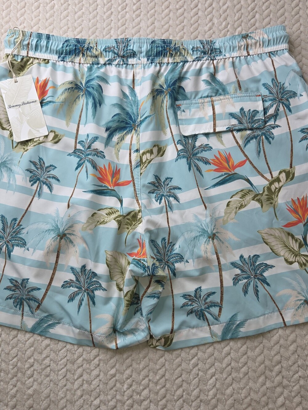 Tommy Bahama Naples Palmero Stripe Men's Swim Trunks in Spring Sky XL NWT